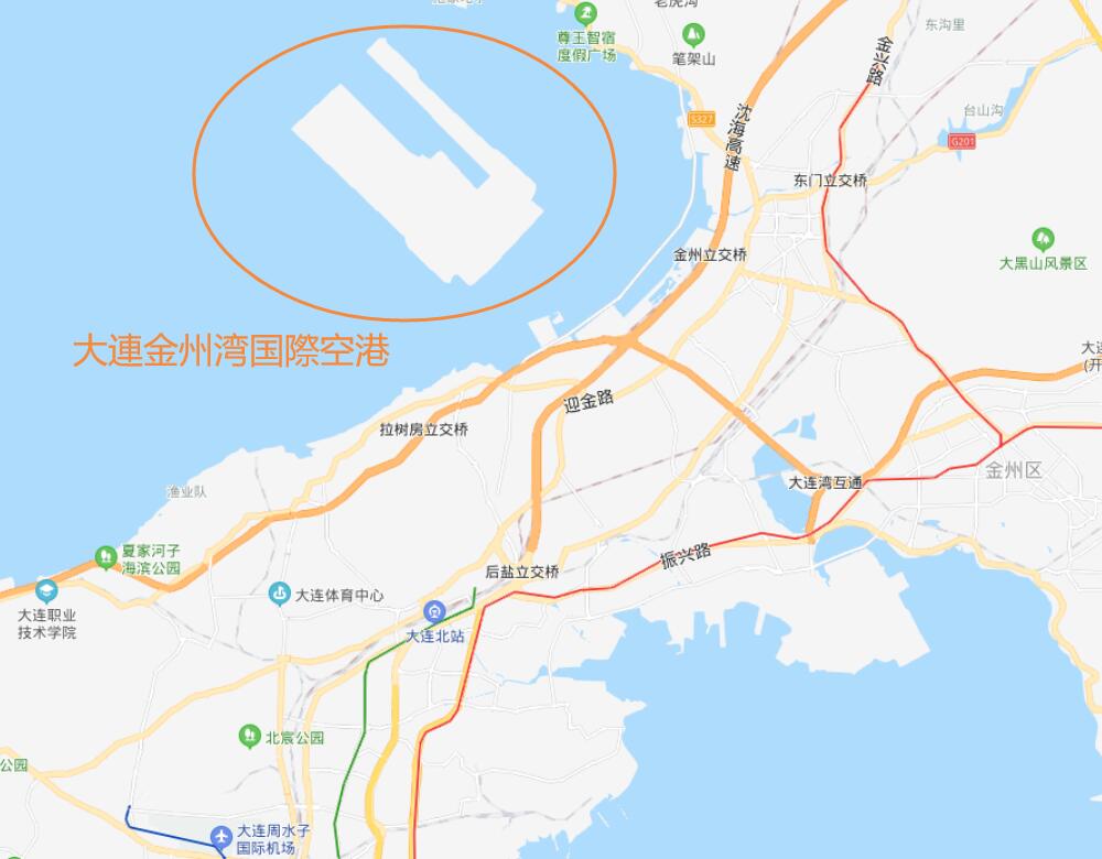 大連金州湾国際空港のロケーション