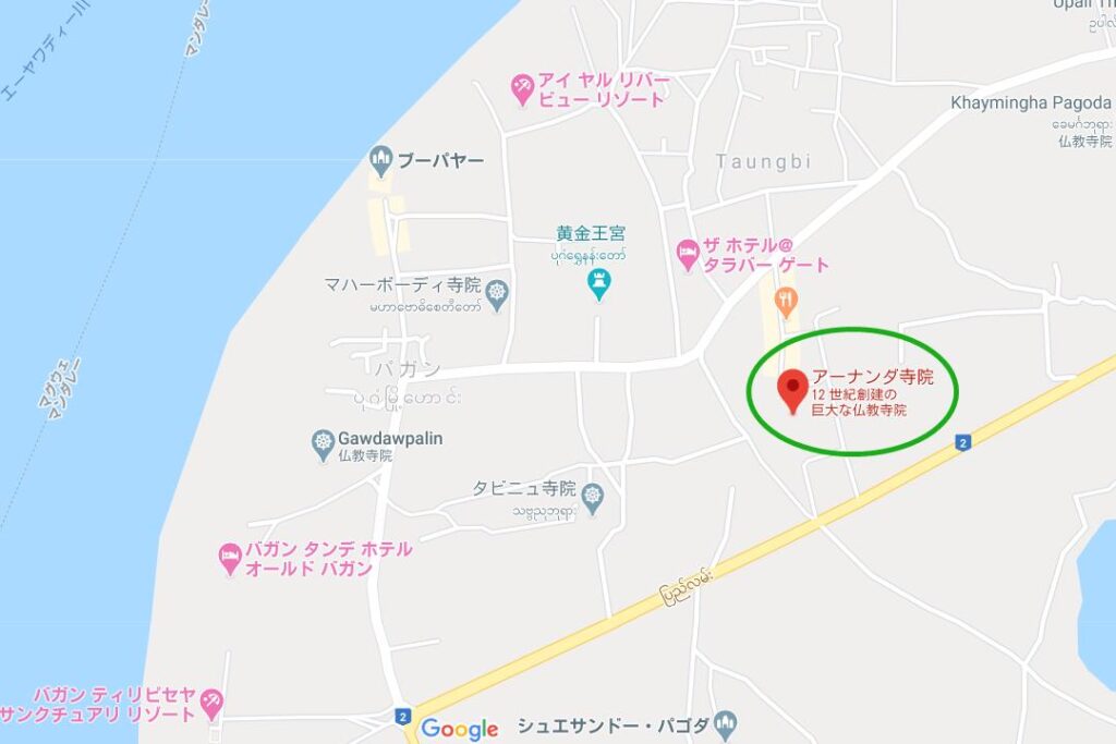 アーナンダ寺院のロケーション