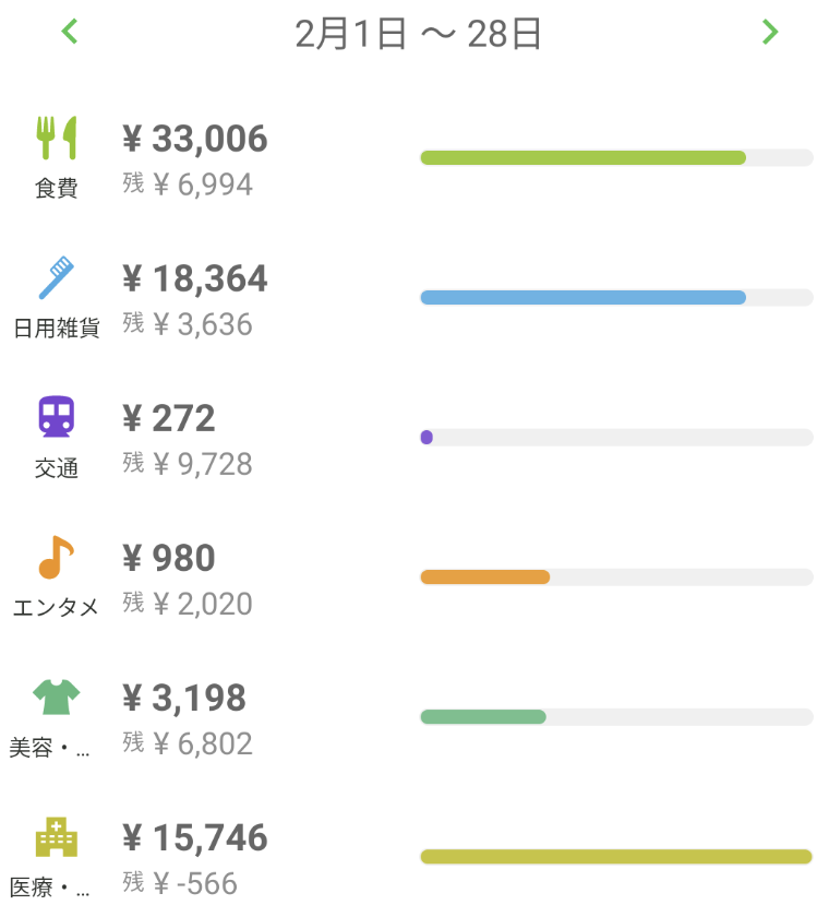 カテゴリー別の支出