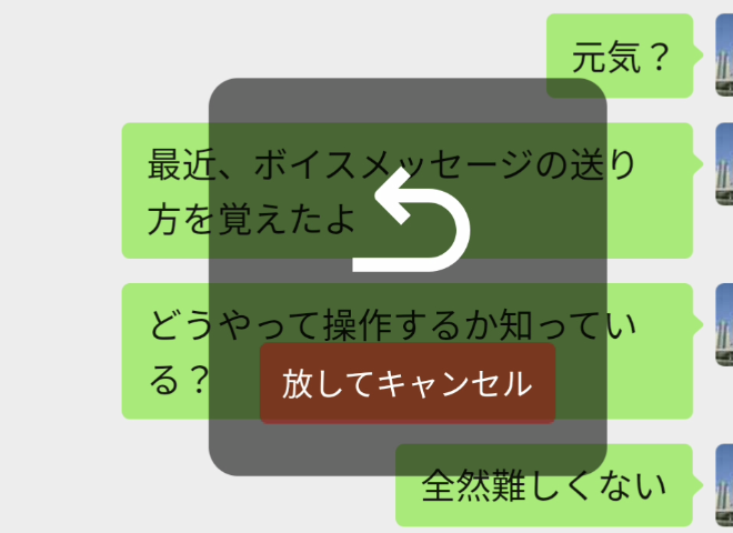 ボイスメッセージ入力キャンセル
