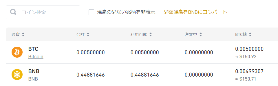 BTCとBNB交換⑧
