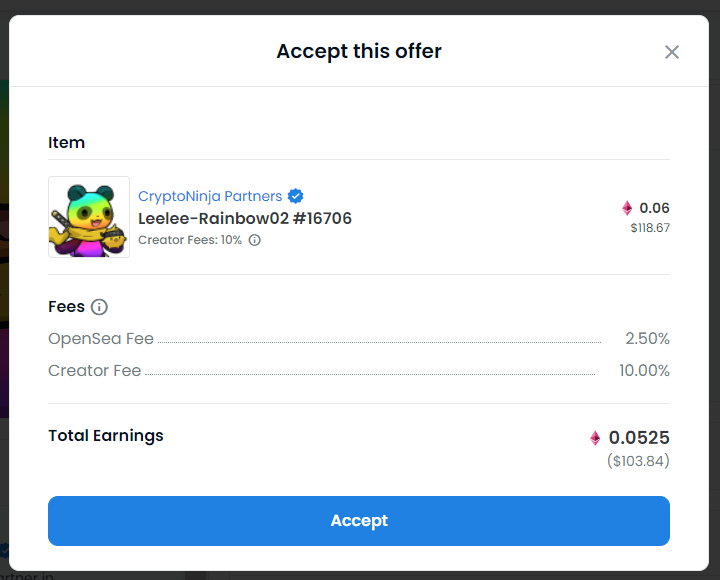 OpenSeaでオファー受ける③