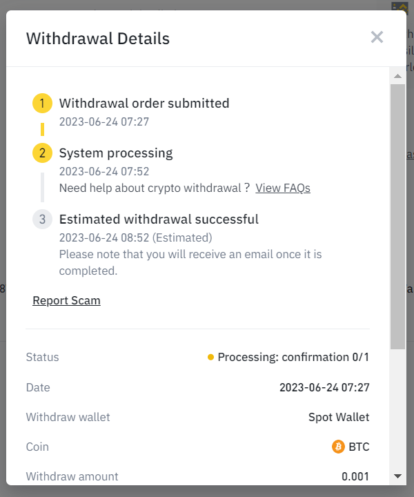 BinanceからXverseに送金
