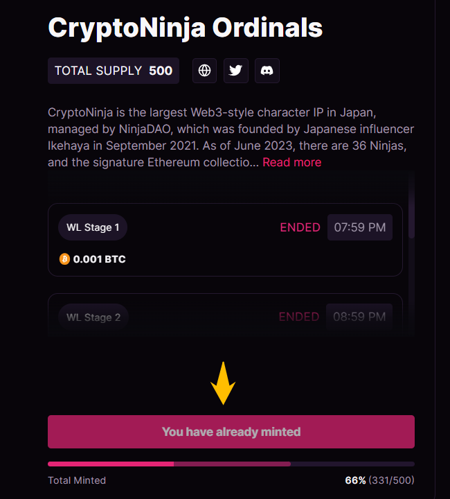 ビットコインNFTのミント手順