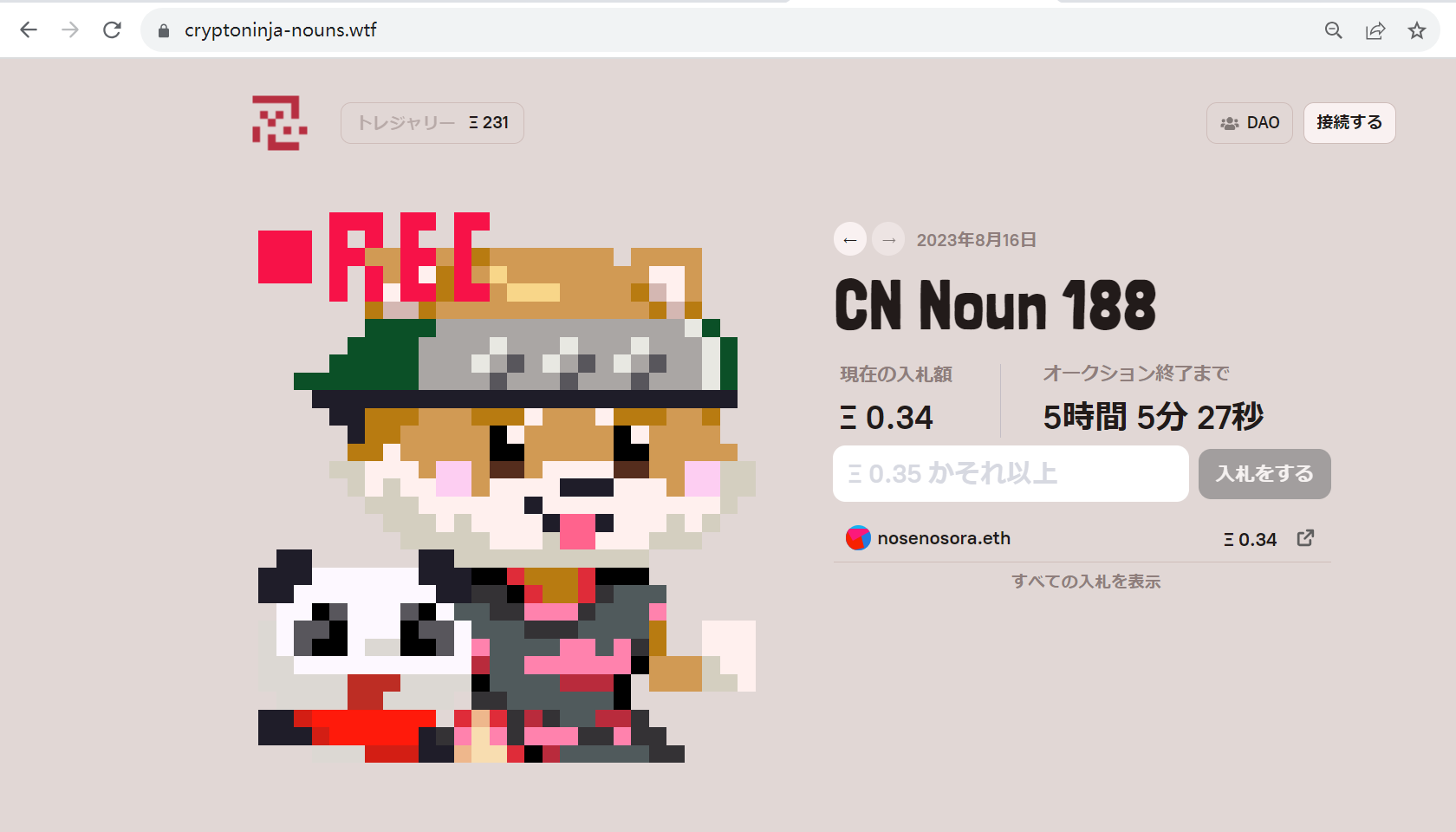 CryptoNinja Nouns入札