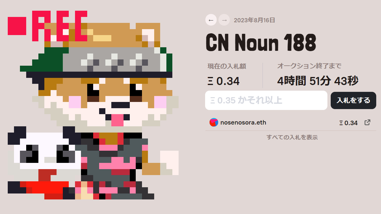 CryptoNinja Nouns入札